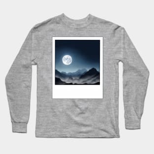 Glowing Moon Over Foggy Mountains Long Sleeve T-Shirt